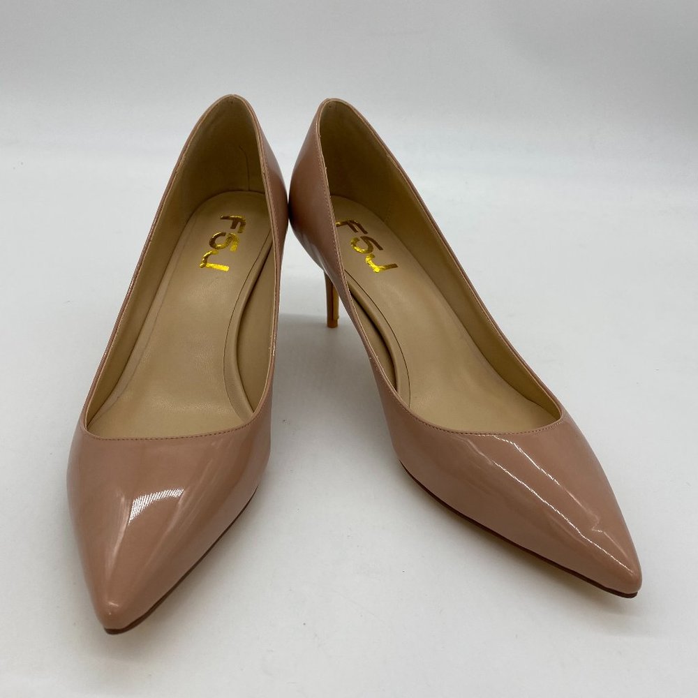 S FSJ Nude Kitten Heel Pointy Toe Pump